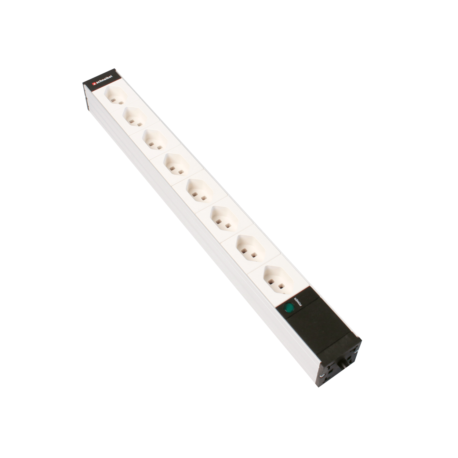 Steckdosenleiste 19" 1HE, 8 x T23 weiss, Power Anzeige