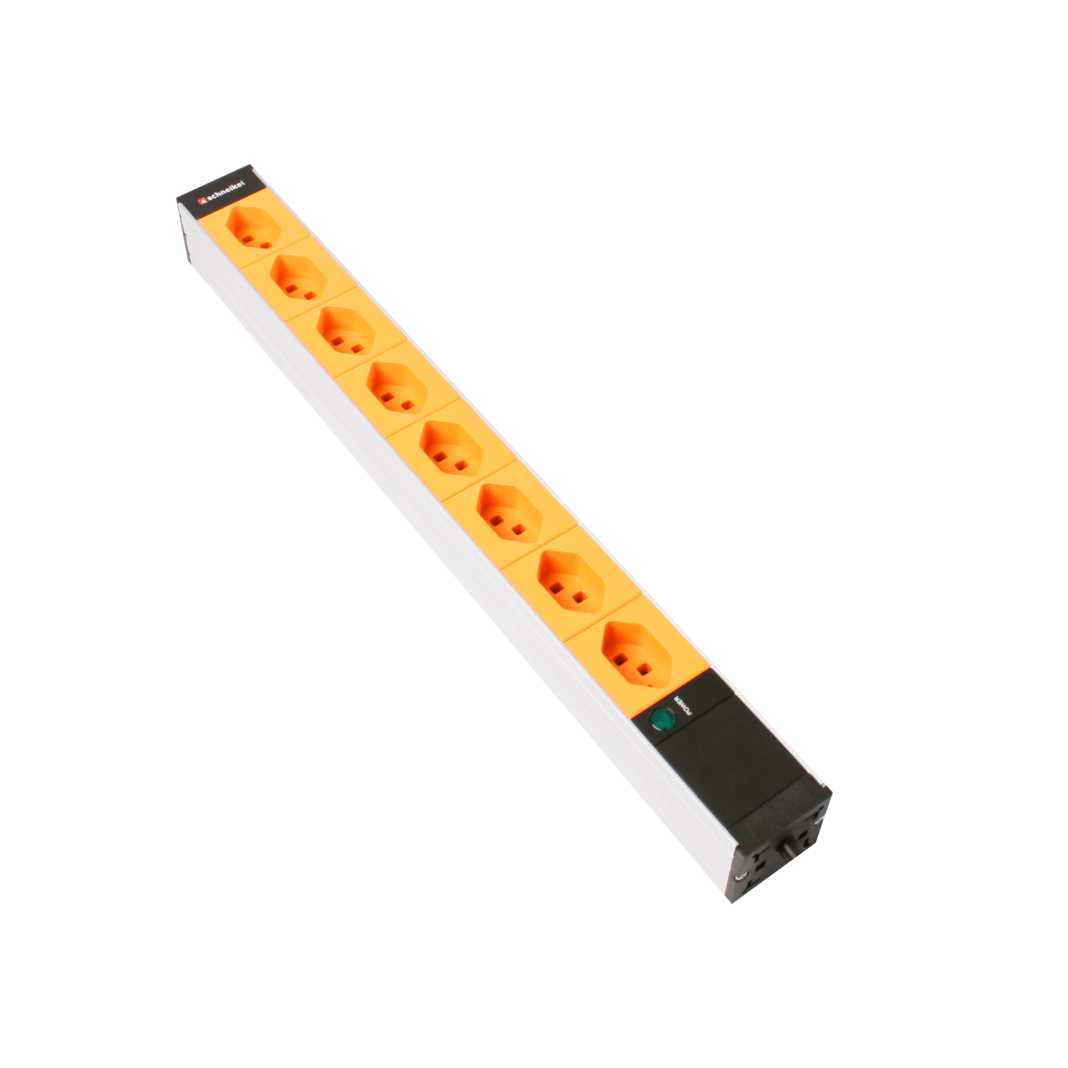 Steckdosenleiste 19" 1HE, 8 x T23 orange, Power Anzeige