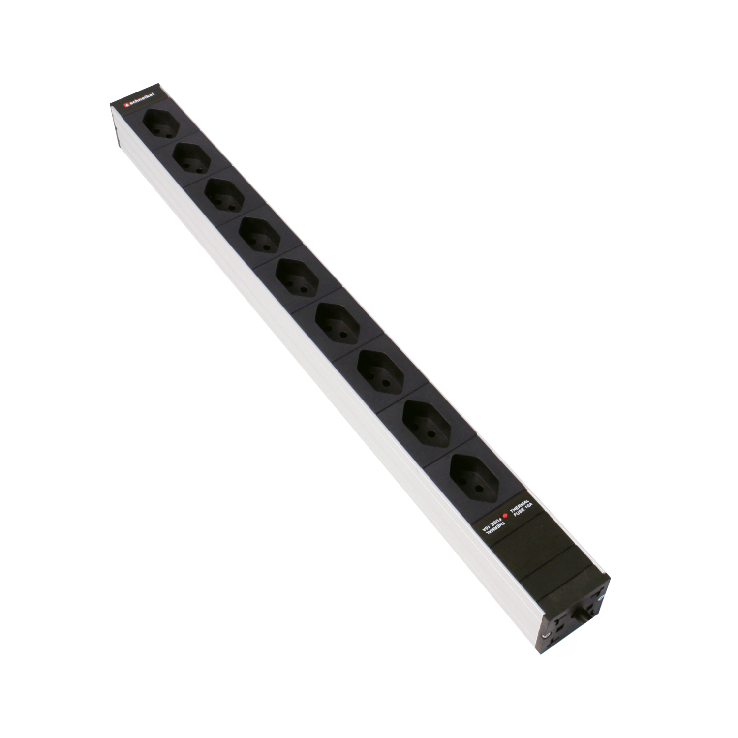 Steckdosenleiste 1HE, 10 x T13, schwarz, Thermal Fuse 10A