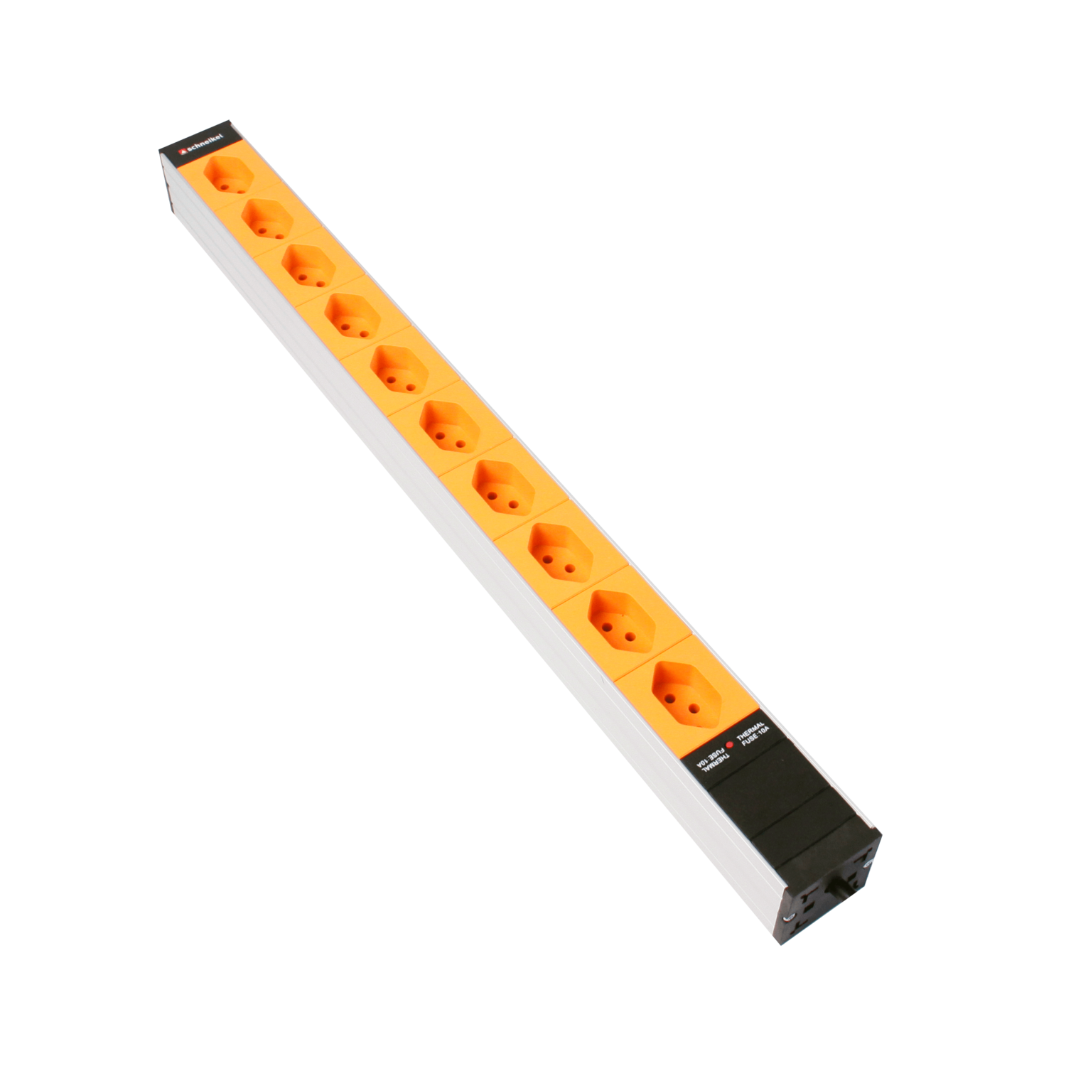 Steckdosenleiste 1HE, 10 x T13, orange, Thermal Fuse 10A